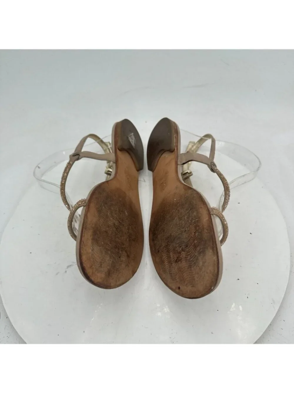 Kennel & Schmenger Womens Size 5 Gold Strappy Metallic Sling Back Flat Sandal